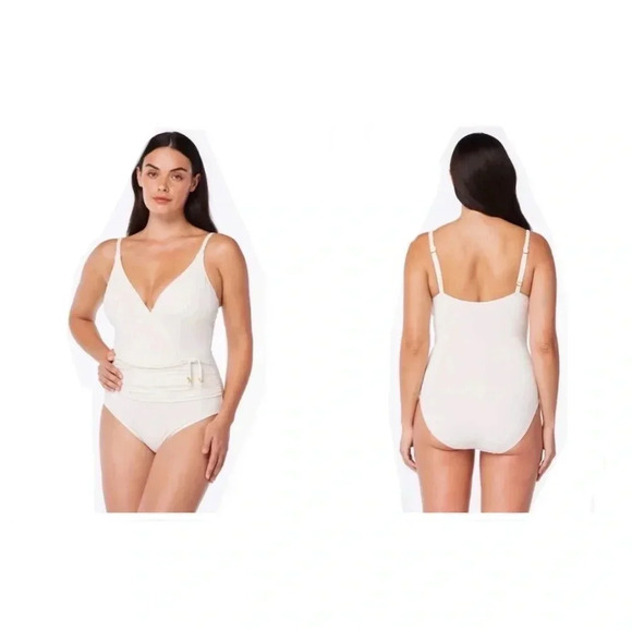 Bleu Rod Beattie Glam Stand Surplice One Piece - Coconut Water - Picture 1 of 10